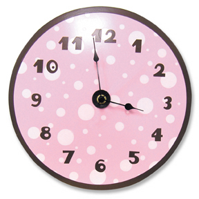 Pink with Brown Polka Dots Wall Clock