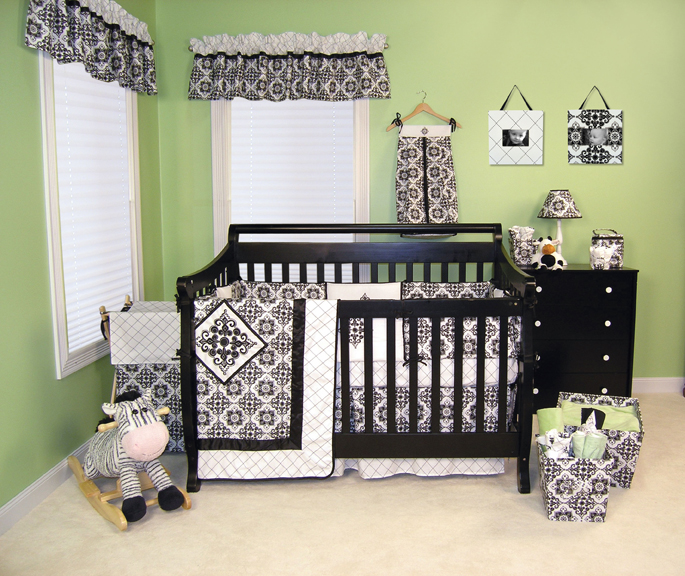 Versailles Black and White 4-Piece Crib Set