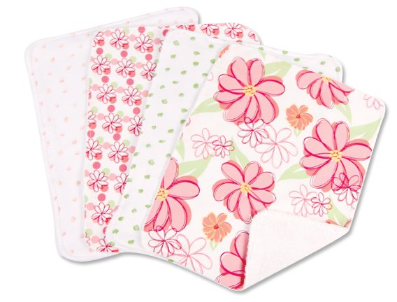 Hula Baby Blooming Bouquet Burp Cloth 4 Pack Set