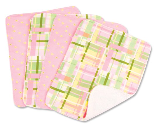 Nantucket Pink Bouquet Burp Cloth 4 Pack Set