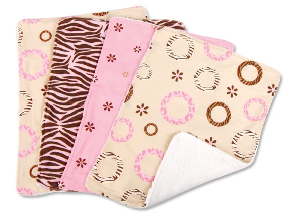 Sweet Safari Burp CLoth 4 Pack Set