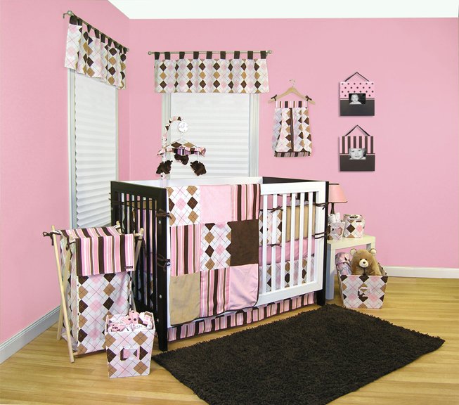 Prep School Pink 4-Piece Crib Set