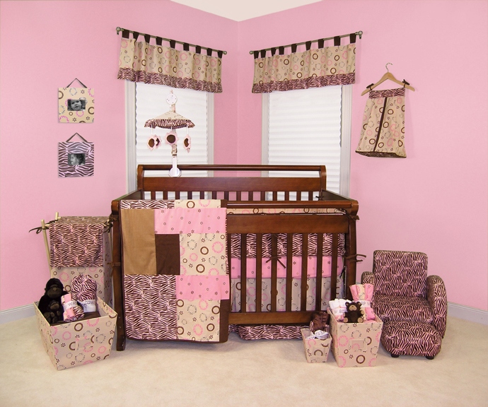 Sweet Safari Pink 4-Piece Crib Set