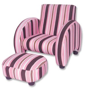 Maya Stripe Twill Chair w/Matching Rectangular Ottoman