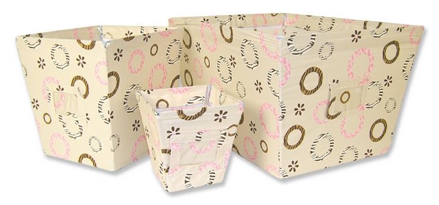 Sweet Safari Pink 3-Piece Storage Bins