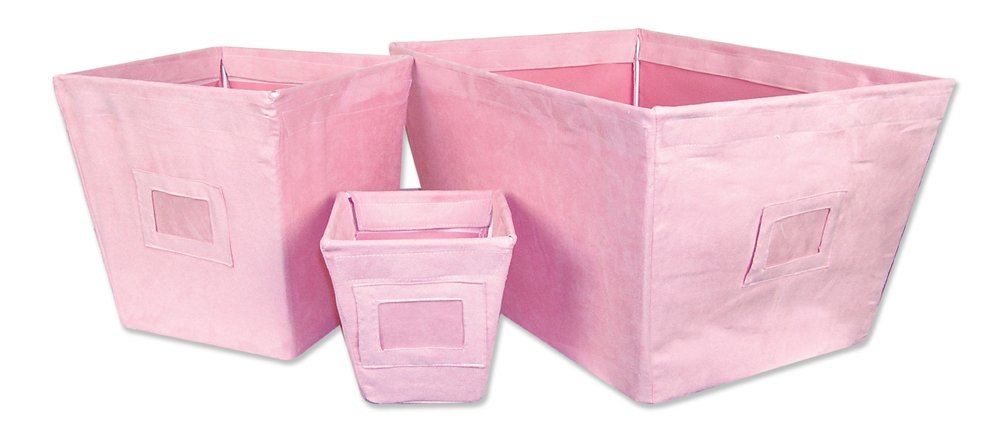 Pink Suede 3-Piece Storage Bins