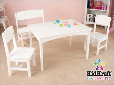 Nantucket Table with Bench and 2 Chairs-White