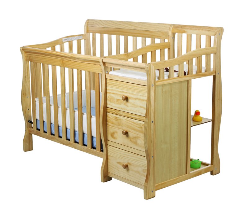 Natural Changing Table with 2-in-1 Portable Crib