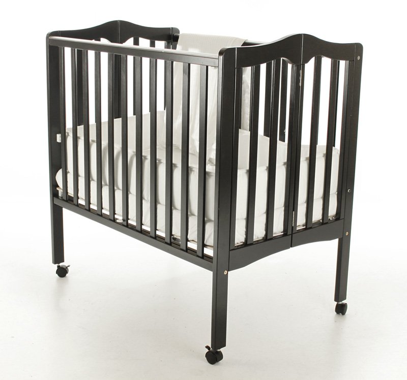 2-in-1 Folding Portable Crib, Black