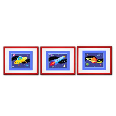 Out of This World Set of 3 Framed(Red) Prints