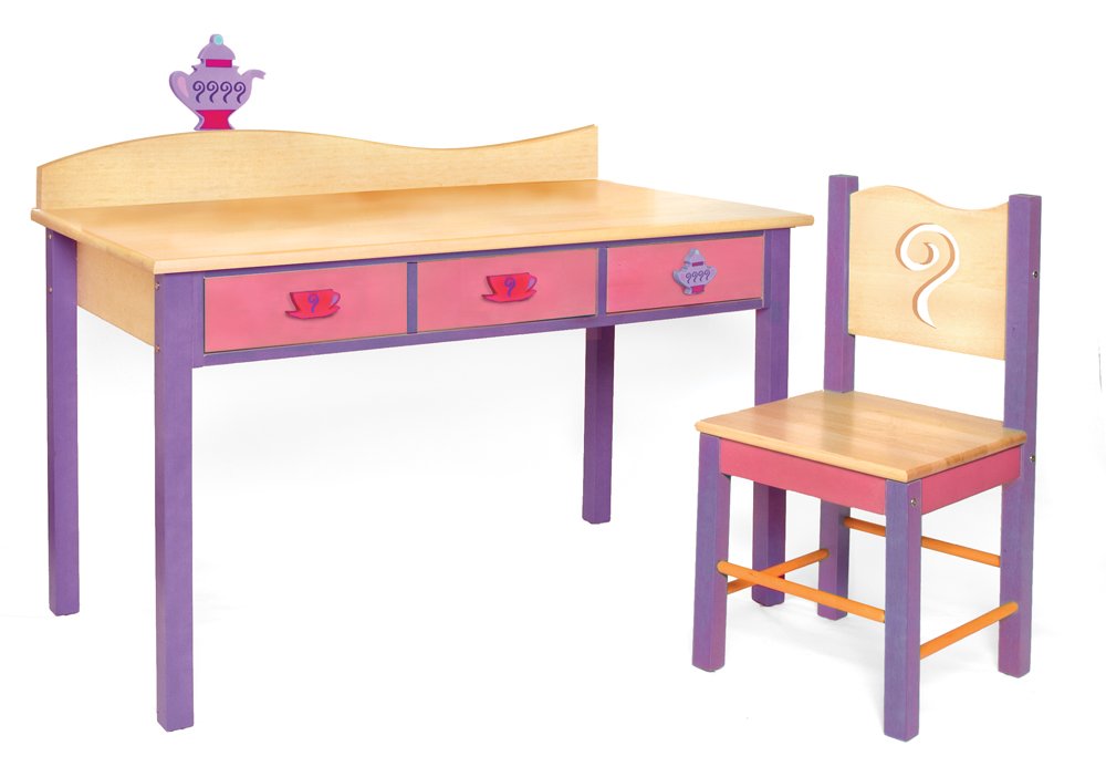 Girls Teaset Desk and Chair Set, Natural