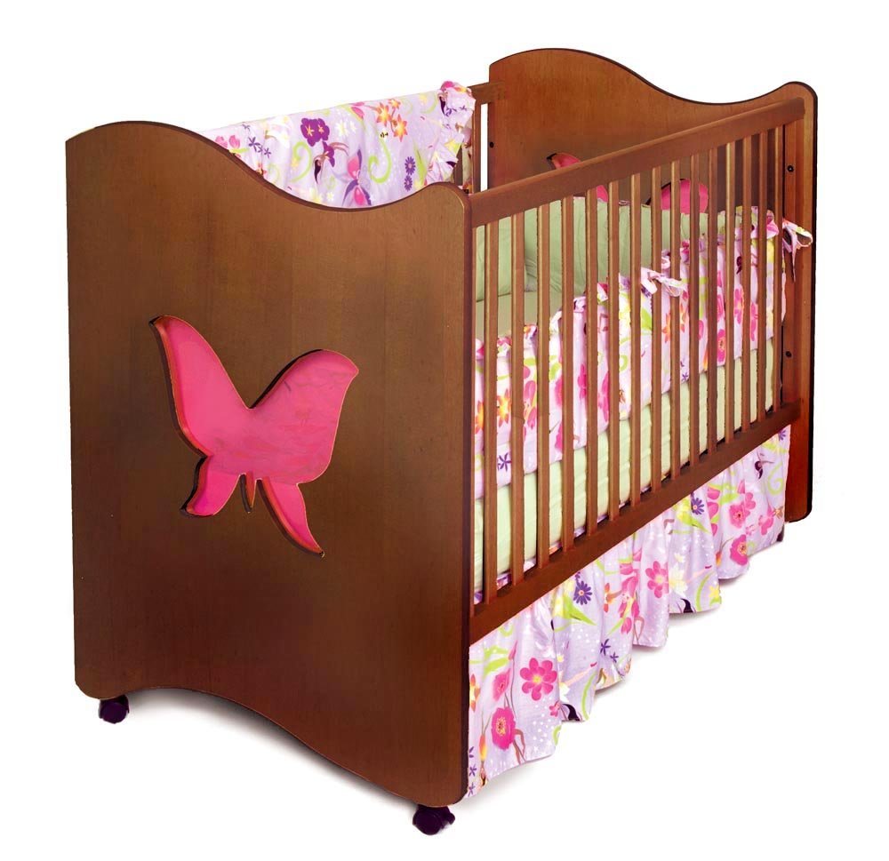 2-in-1 Crib - Butterfly Shaped WIndow - Chocolate Magic Garden Collection