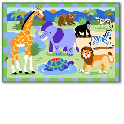 Wild Animals Rectangle Printed Rug