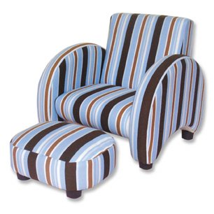 Max Stripe Mod Chair with Rectangular Ottoman