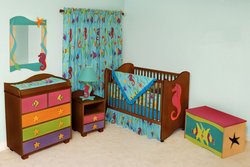 Contemporary 2 in 1 Crib - Chocolate Tropical Seas Collection