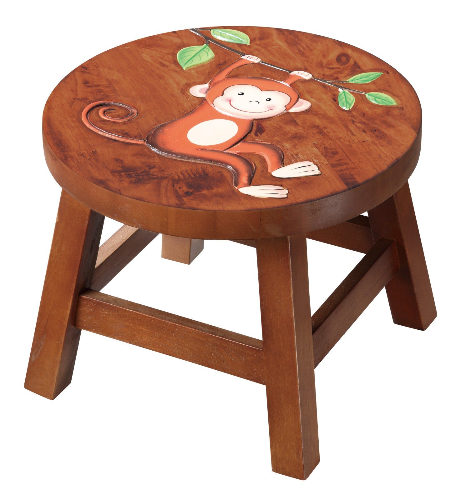 Kids Round Stool-Hand Painted Monkey-Indoors or Outdoors-Sunny Safari Theme