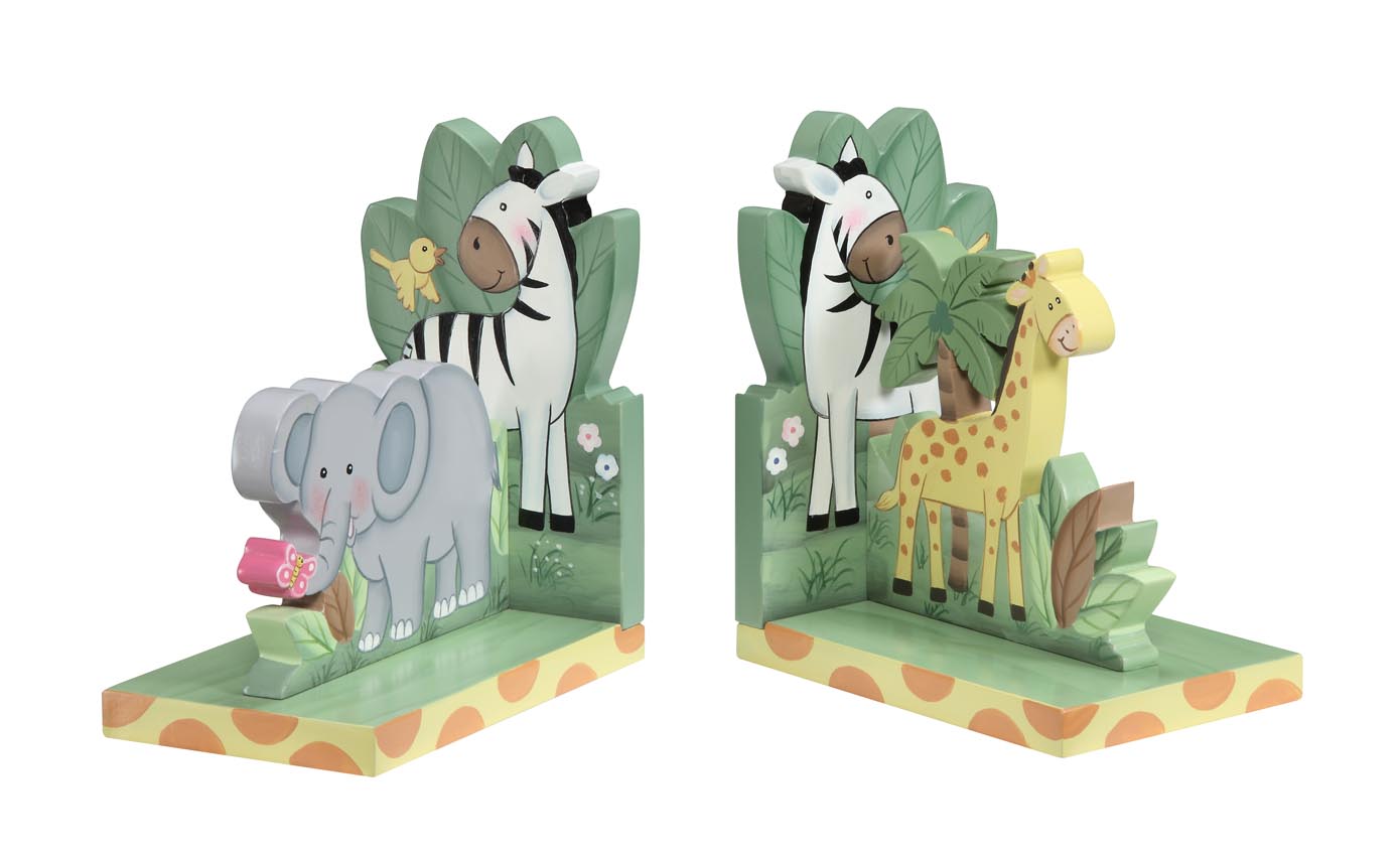 Hand Carved Sunny Safari Bookends