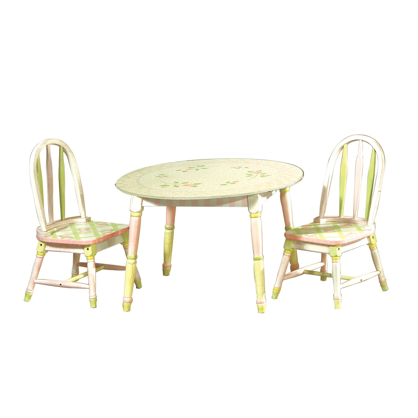 Pink Crackle Table and 2 Chairs