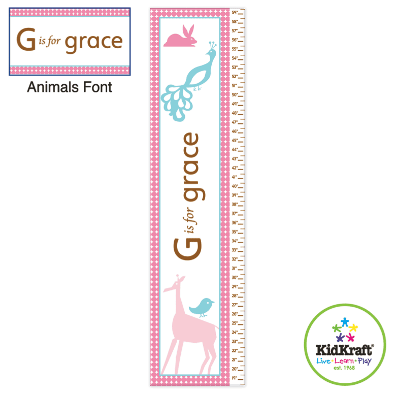 Girls Growth Chart - Animal Theme - Personalized