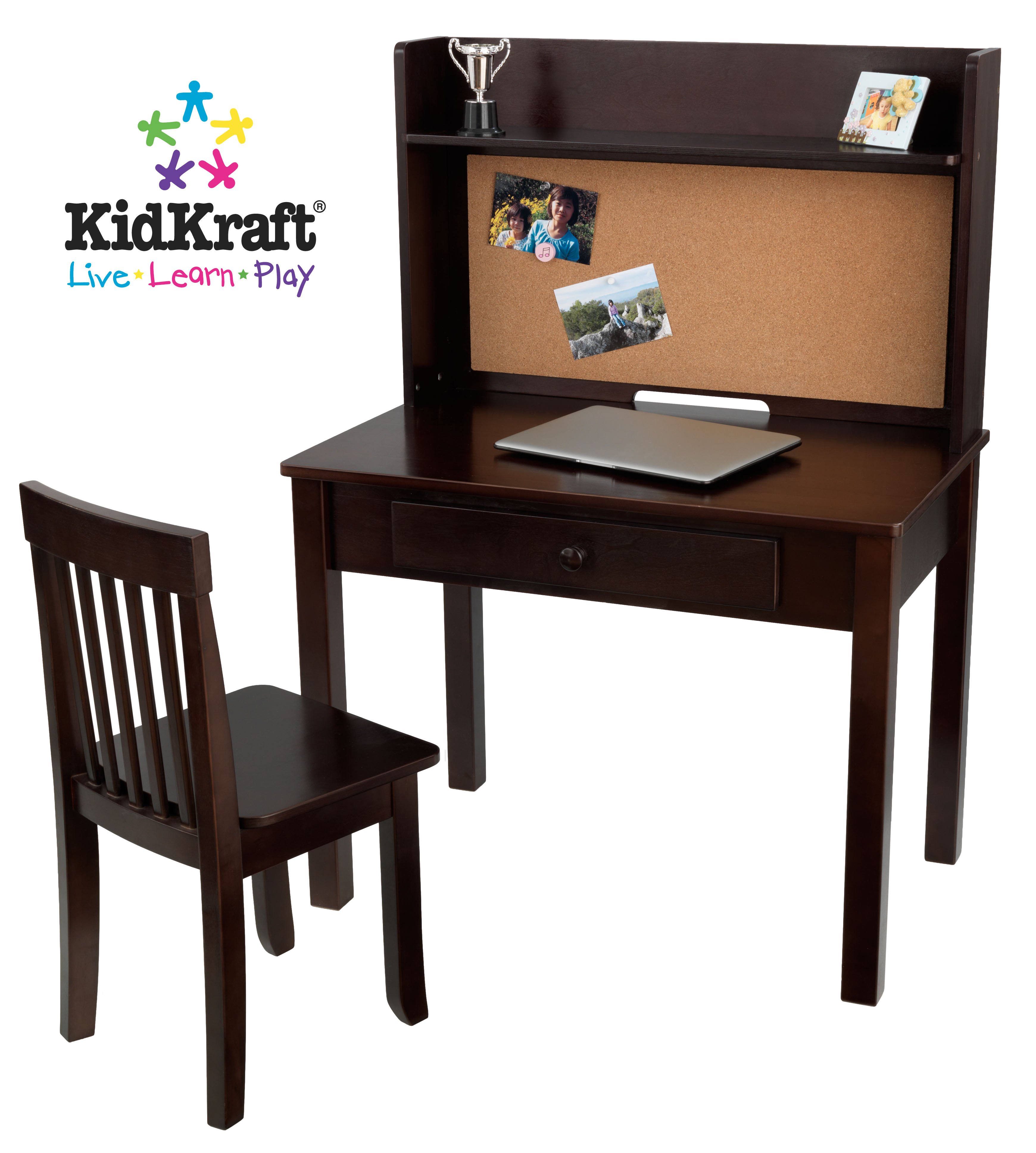 Pinboard Desk with Hutch and Chair Set