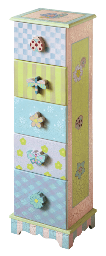 Teamson Kids -5 Drawer Cabinet - Piink Crackle Finish