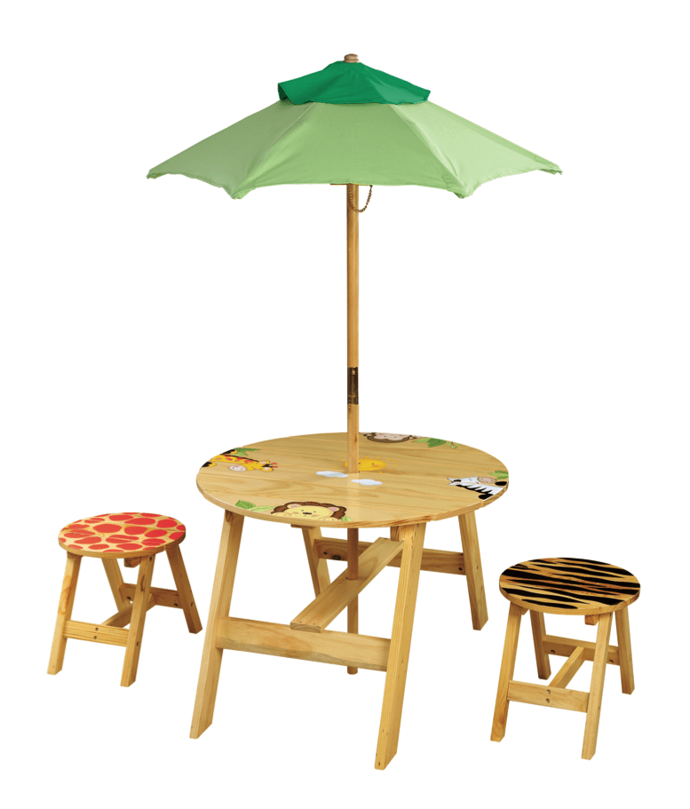 Outdoor Table and 2 Chairs Set--Sunny Safari Theme - Teamson Kids