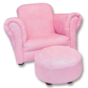 Pink Suede Club Chair with Ottoman